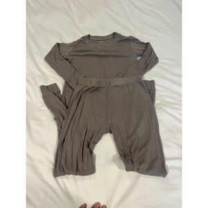 Plain Jane unisex gender nuetral long sleeve ribbed gray pajamas